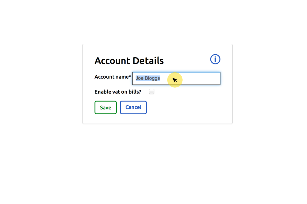 Account details edit form