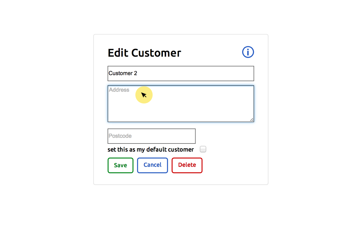 New customer form