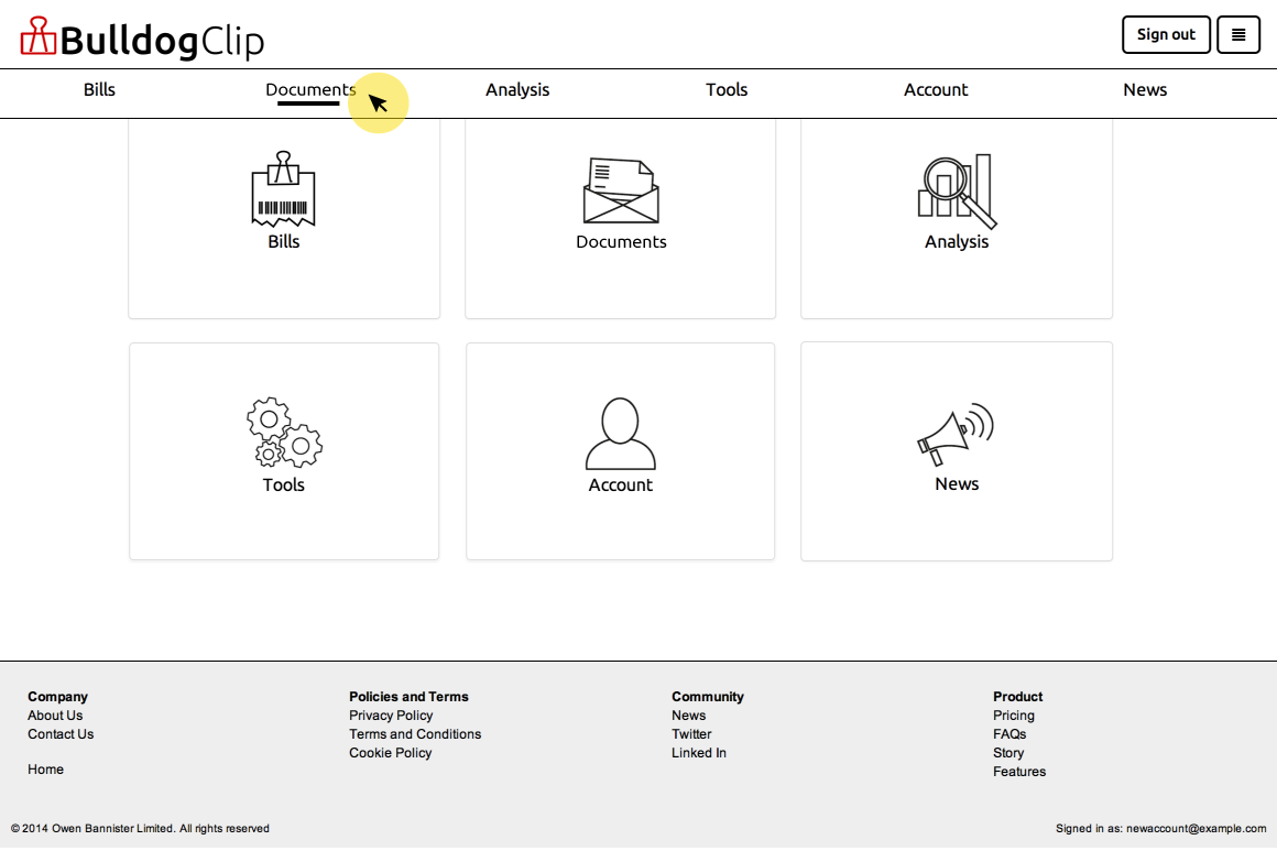 Documents menu