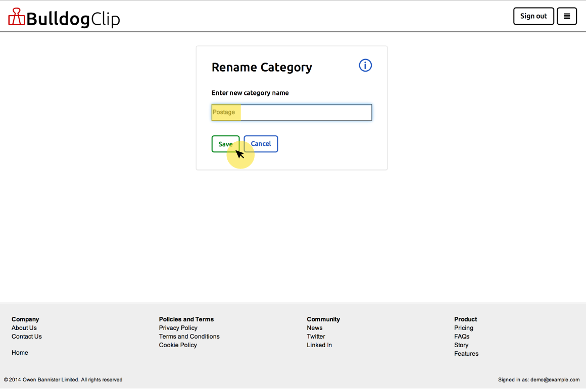 Rename category form