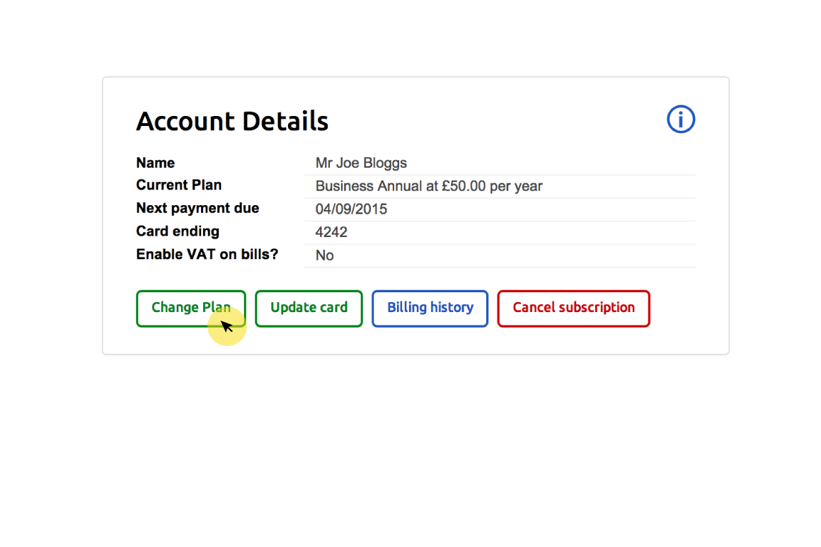 Account details show