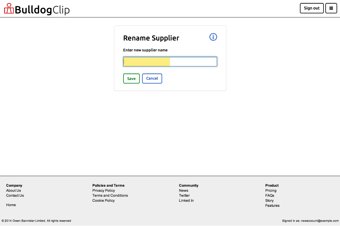 Rename supplier form