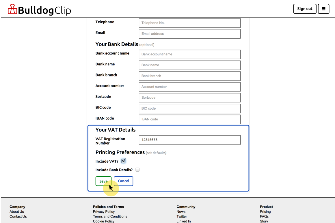 Document settings edit form